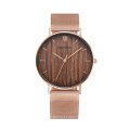 Factory price custom logo mens fashion wood dial brown leather strap quartz male watch